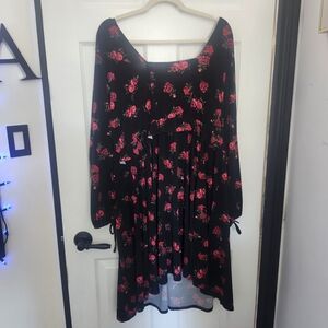 Torrid Black Dress with Pink Floral Accents